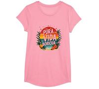 Pura Vida Boricua: Paraíso Tropical Orgullo Puertorriqueño Camiseta, Niñas, Rosado, XS