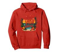 Pura Vida Boricua: Paraíso Tropical Orgullo Puertorriqueño Sudadera con Capucha, Unisex para Adultos, Rojo, XXL