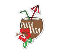 Pura Vida Costa Rica Cocktail Coconut Hawaii Sun Beach Happy Car Sticker Decal