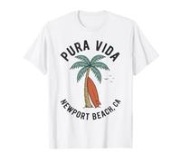 Pura Vida Newport Beach CA Surfing Palmera Camiseta