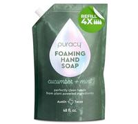 Puracy Recambio de jabón de manos de espuma natural, suavemente perfumado con pepino y menta real, sin perfume, sin sulfatos, relleno de espuma de lavado de manos, limpiador hidratante de la piel, 1,3