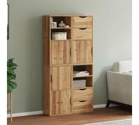 puraday Aparador auxiliar, 4 unidades, muebles de almacenamiento para dormitorio, salón, oficina o pasillo, diseño modular, marrón, 40 x 24 x 79 cm