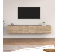 puraday Armario colgante para cuarto de baño, 2 unidades, roble Sonoma, 100 x 36,5 x 35 cm, material de madera, armario de pared, estilo elegante, para decorar cocina, armario flotante que ofrece