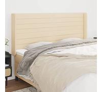 puraday Cabecero de cama Altura Ajustable Accesorios de cama Excelente Soporte con Orejas Muebles de Dormitorio Diseño Elegante Revestimiento de Pared Crema 183x16x118/128 cm
