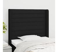 puraday Cabecero de cama Altura Ajustable Accesorios de cama Excelente Soporte con orejas Muebles de dormitorio Diseño elegante Revestimiento de pared Negro 83x16x118/128 cm