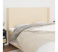 puraday Cabecero de cama Excelente soporte Altura ajustable Accesorios de cama con orejas Muebles de dormitorio Diseño elegante Revestimiento de pared Crema 183 x 16 x 118/128 cm