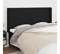 puraday Cabecero de cama Excelente Soporte Altura Ajustable Accesorios de Cama con Orejas Muebles de Dormitorio Diseño Elegante Revestimiento de Pared Negro 203x16x118/128 cm