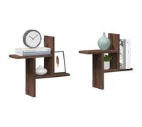 puraday Estantería de pared para almacenamiento, 2 unidades, de material de madera, diseño elegante y moderno, aspecto de roble marrón, 38 x 12 x 38 cm