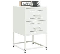 puraday Mesillas de noche 2 unidades con cajón, armario de tocador, mesa de acento, mesita de noche, mesilla de noche, cómoda para dormitorio, salón, color blanco, 36 x 39 x 60,5 cm, acero
