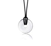 PURAJA Colgante de Piedra Natural Collar de Cristal con Colgante de Donut y Cordón Exclusivo | Piedra Curativa/Piedra de la Suerte de Minerales (Cristal de roca)