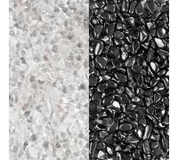 PURAJA Piedras de Carga y Descarga | Premium Hematita y Cuarzo Blanco | 100% Piedras Preciosas Genuinas | Mezcla Seleccionada a Mano | Para Cargar y Descargar Piedras Preciosas, Curativas y Pulidas