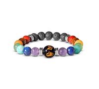 PURAJA pulsera chakra hecha de piedras naturales genuinas | Premium pulsera de piedras preciosas | Para más armonía y equilibrio | 7 chakra y cuentas de piedra de lava