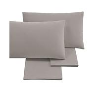 Puraluna Cuore - Juego de sábanas para cama de matrimonio, 160 x 200 cm, fabricado en Italia, sábana bajera ajustable H30 (gris topo, matrimonial largo)