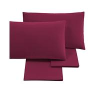 Puraluna Cuore - Juego de sábanas para cama de matrimonio, 160 x 200 cm, fabricado en Italia, sábana bajera ajustable H30 (burdeos, matrimonial largo)