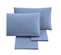 Puraluna Cuore - Juego de sábanas para cama de matrimonio | Juego de sábanas | Made in Italy | Sábana bajera ajustable (azul, matrimonial)