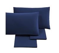 Puraluna Cuore - Juego de sábanas y fundas de almohada de algodón liso para cama de matrimonio, 160 x 200 cm, fabricado en Italia