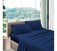 Puraluna Juego de sábanas tamaño Queen, juego de sábanas Made in Italy (azul marino, queen size)