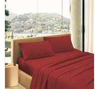 Puraluna Juego de sábanas tamaño Queen, juego de sábanas Made in Italy (burdeos, queen size)