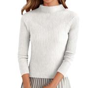 Puramala Jersey para mujer con aspecto de punto acanalado, camiseta de manga larga con cuello en barco, parte superior que realza la figura para el día a día y la oficina en un estilo elegante