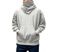Puramala Sudadera con capucha para hombre con cuello alto - Sudadera informal con corte oversized | Cómoda sudadera para el día a día y el tiempo libre, Style_r02 Gris, L