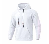 Puramala Sudadera con capucha para hombre en diseño sencillo, manga larga con cordón, sudadera informal para el día a día, deporte y ocio, Style_o04 Blanco, M