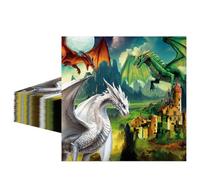 PURCAFT Happy Birthday Dragon Party Deko - 20 servilletas de dragón para cumpleaños infantiles para niños y niñas, diseño de dragón
