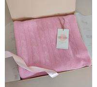 Pure 100% Cashmere Cable Knit Unisex Manta de bebé de punto en caja de regalo (rosa)