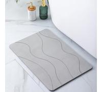 Pure 4Home Alfombra Diatomita Baño 60x40 - Secado Rápido, Antideslizante y Antibacteriana - Alfombrilla Piedra Diatomita Super Absorbente - Alfombrilla Diatomita - Stone Bath Mat (Grey Waves)