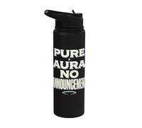 Pure Aura No Announcement Confidence Funny Saying Quote Stainless Steel Insulated Water Bottle
