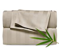 Pure Bamboo King Sheets by, Genuine 100% Organic Viscose Derived from Bamboo Bed Sheet Set, Luxuriously Soft & Cooling, Double Stitching, 2 Year Quality Promise (King, Jacquard Sand)