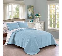 Pure Bedding Juego de edredón tamaño King/California King, Color Azul Cielo, Colcha de Gran tamaño, Colcha Ligera de Microfibra Suave para Todas Las Estaciones, 3 Piezas, Incluye 1 edredón y 2 Fundas