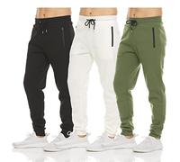 Pure Champ Mens 3 Pack Fleece Active Athletic Workout Jogger Sweatpants for Men with Zipper Pocket and Drawstring Size S-3XL (Large, Set 5)