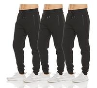 Pure Champ - Pantalones Deportivos de Forro Polar para Hombre, Bolsillo con Cremallera y cordón, Tallas S-3XL, Paquete de 3 Unidades, Set 4, Large