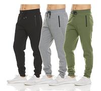 Pure Champ - Pantalones Deportivos de Forro Polar para Hombre, Bolsillo con Cremallera y cordón, Tallas S-3XL, Paquete de 3 Unidades, Conjunto 3, Large