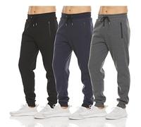 Pure Champ - Pantalones Deportivos de Forro Polar para Hombre, Bolsillo con Cremallera y cordón, Tallas S-3XL, Paquete de 3 Unidades, Set 2, X-Large