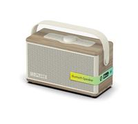 Pure Classic Aura Altavoz Bluetooth portátil 40W con batería 10000mAh, función Powerbank, Luces ambientales, 30h autonomía, USB-C, Entrada AUX, Resistente a Salpicaduras IPX2 - Blanco Algodón/Roble