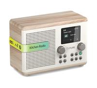 Pure Classic H4 Radio Digital de Cocina (Dab+/FM, Bluetooth, USB, AUX, Temporizador de Cocina, Alarma), Blanco Algodón/Roble