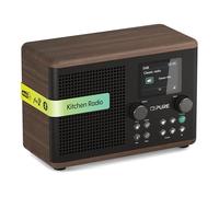 Pure Classic H4 Radio Digital de Cocina (Dab+/FM, Bluetooth, USB, AUX, Temporizador de Cocina, Alarma), Café Negro/Nogal