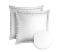 Pure Cotton Juego de 2 Fundas de Almohada de 50 x 70 cm, 100% algodón orgánico de 200 Hilos, 120 g/m², fáciles de Planchar, Suaves, seguras, sin sustancias nocivas, Certificado Öko-Tex, Silueta, Azul