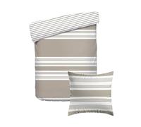 Pure Cotton - Juego de Funda nórdica de 135 x 200 cm y 1 Funda de Almohada de 80 x 80 cm, 100% satén de algodón, 80 Hilos, Certificado Öko-Tex - Erida, Color Topo