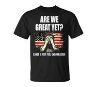 Pure Cotton Men'sT-Shirt with Are We Great Yet American Flag Print for Casual Wear Graphic tee Breathable and Comfort