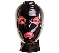 Puré De Capucha De Látex De Caucho Con Color De Contraste Alrededor De Los Ojos Y Boca Abierta Con Fosa Nasal,Negro,Pequeño
