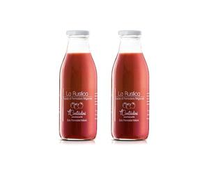 Puré de tomate Rustica Salumi Pasini® | Tomates cultivados, secados y transformados en Puglia | 99% tomate 1% albahaca | Pack de 2 botellas de 500ml