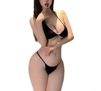 Pure Desire - Bikini con cuello en V para mujer, traje de baño hueco negro y blanco, traje de baño con tiras, talla grande, 80-120 kg (talla libre)