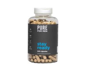 Pure for Men Original Cleanliness Stay Ready Suplemento de Fibra,240 Cápsulas Veganas,Ayuda a Promover la Regularidad Digestiva.Cáscara de Psyllium,Semillas de Chía,Fibra de Avena,Fórmula Patentada