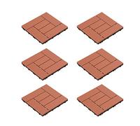 Pure Garden 50-LG1190 - Azulejos de patio y terraza - Patrón entrecruzado entrelazado para exteriores resistente a la intemperie y al deslizamiento cuadrado (6 unidades), color terracota