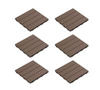 Pure Garden 50-LG1191 - Azulejos de Patio y terraza, diseño de Listones entrelazados, Resistentes a la Intemperie y Antideslizantes, tapete Cuadrado para Bricolaje (marrón, 6 Piezas)