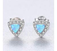 Pure Geometric Stud Earrings For Women Colorful Opal Boucles Fine Jewelry