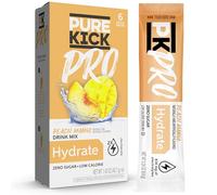 PURE KICK PRO Hydration - Mezcla de bebida con electrolitos, melocotón y mango, incluye 1 caja con 6 paquetes en cada caja