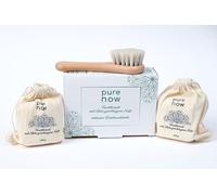 Pure Now Jabón de aceite de oliva tradicional con aroma a orquídea, 2 x 120 g, hecho a mano y con piedra batida para cuerpo, cara y cabello, incluye cepillo exfoliante de crin